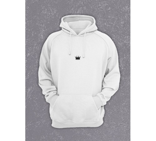 Толстовки оверсайз с принтом с приколом Sharp&Shop Худи белое принт корона король королева королевская унисекс