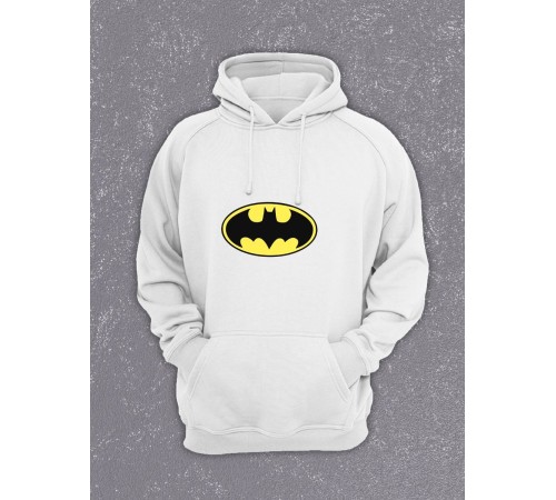Толстовки оверсайз с принтом с приколом Sharp&Shop Худи белое оверсайз с принтом Бэтмен Batman бетмен унисекс
