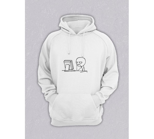 Толстовки оверсайз с принтом с приколом Sharp&Shop Худи белое с принтом мем программист хм почему не работает