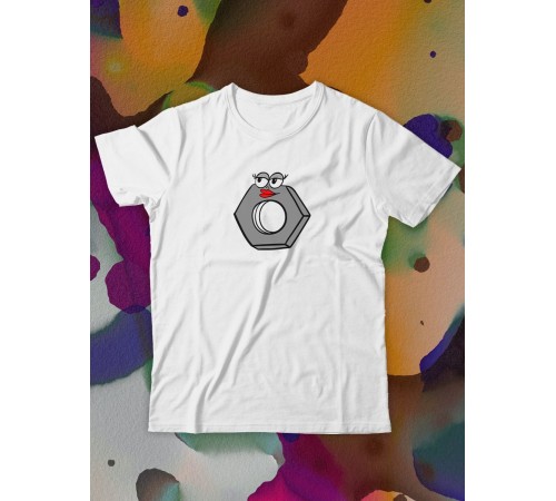 Парные футболки Sharp&Shop Парные футболки белые с принтом влюбленная гайка со смайлом