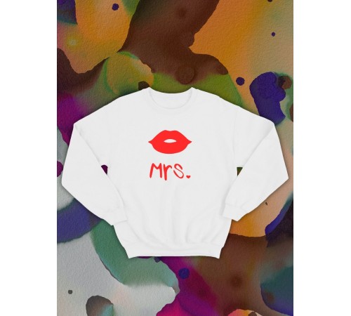 Парные свитшоты Sharp&Shop Парные свитшоты с принтом mrs миссис губы женский белый