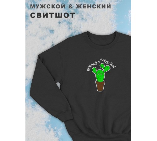 Парные свитшоты Sharp&Shop Парные свитшоты с принтом кактус нежный и пушистый мужской