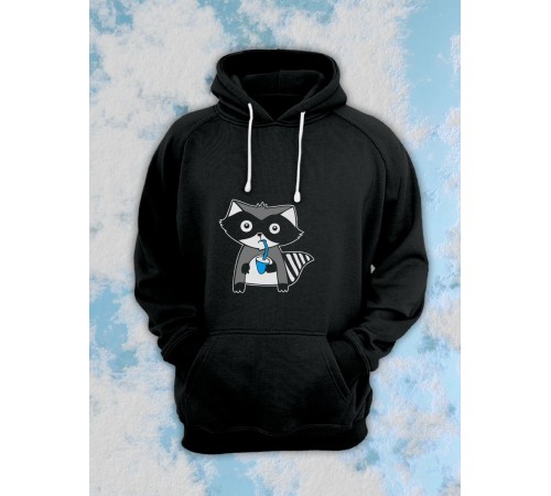 Парные толстовки, худи Sharp&Shop Парные худи оверсайз с принтом енот мальчик для пар