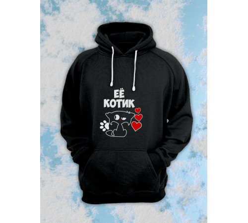 Парные толстовки, худи Sharp&Shop Парные худи с принтом котиками котом ее котик оверсайз