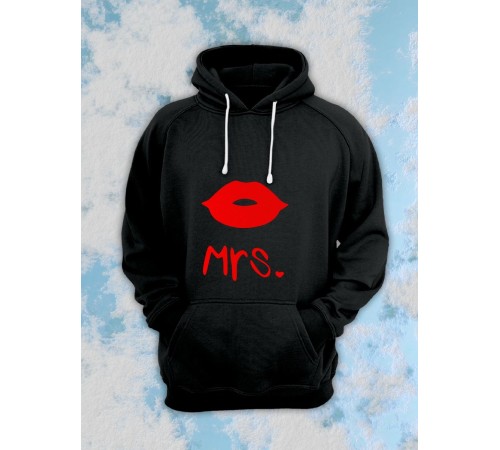 Парные толстовки, худи Sharp&Shop Парные худи женское белое с принтом mrs миссис губы для пары