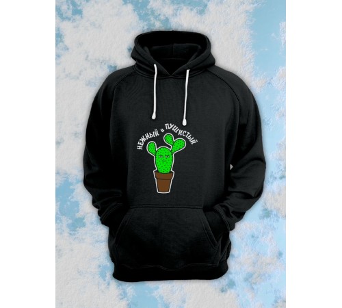 Парные толстовки, худи Sharp&Shop Парные худи мужское с принтом кактус нежный и пушистый