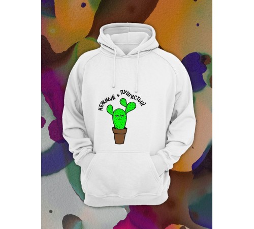 Парные толстовки, худи Sharp&Shop Парные худи мужское с принтом кактус нежный и пушистый
