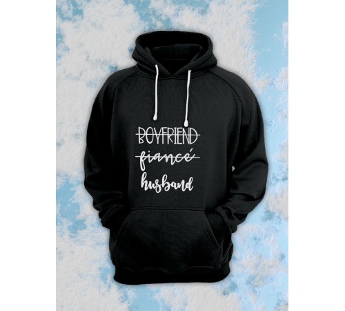 Парные толстовки, худи Sharp&Shop Парные худи мужское с принтом boyfriend fiancé husband