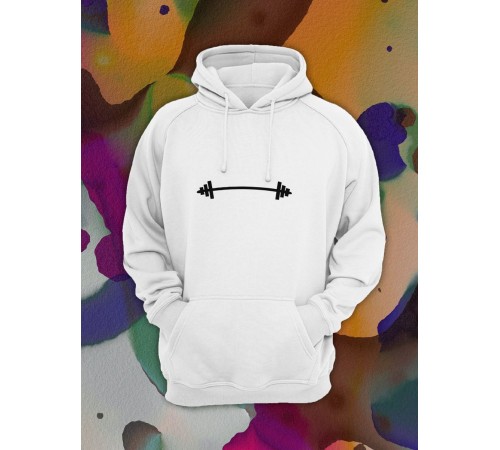 Парные толстовки, худи Sharp&Shop Парные худи мужское белое с принтом черная штанга для пар