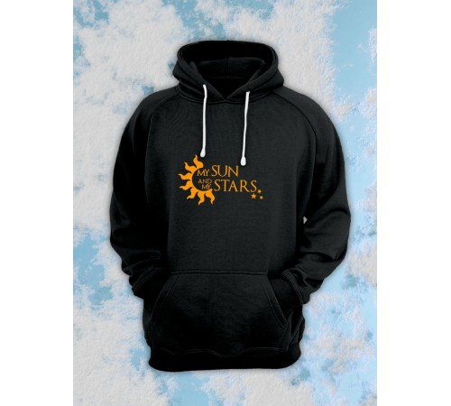 Парные толстовки, худи Sharp&Shop Парные худи женское черное с принтом My sun and my stars