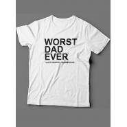 Прикольная футболка для папы с надписью «Worst dad»/Модная самому лучшему папе с рисунком