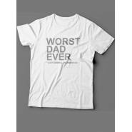 Прикольная футболка для папы с надписью «Worst dad ever»/Модная самому лучшему папе.