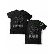 Красивые парные футболки с надписями/для влюбленных с принтом Perfect pair