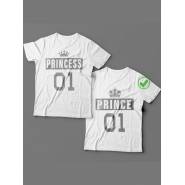 Красивые парные футболки с надписями/для влюбленных с принтом Princess &Prince
