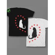 Красивые парные футболки с надписями/для влюбленных с принтом Влюбленные коты