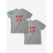 Красивые парные футболки с надписями/для влюбленных с принтом Her&His