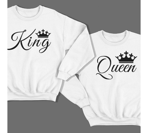 Парные свитшоты для влюбленных "King" (Король) и  "Queen" (Королева)