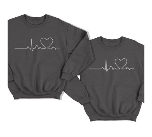 Парные свитшоты для влюбленных с изображением сердца на линии пульса