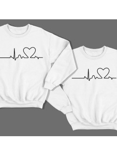 Парные свитшоты для влюбленных с изображением сердца на линии пульса