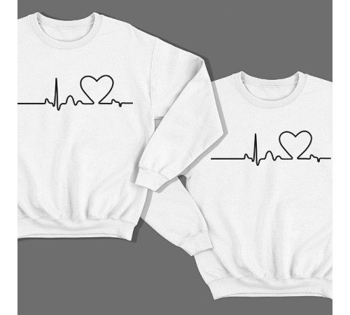 Парные свитшоты для влюбленных с изображением сердца на линии пульса