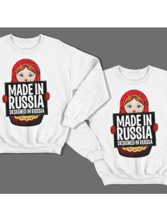 Парные свитшоты с изображением матрешки "Made in Russia (Сделано в России)"