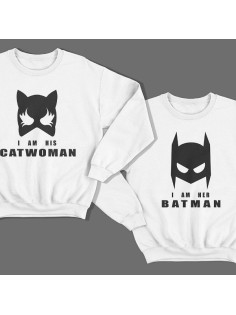 Парные свитшоты для влюбленных "I am his Catwoman (Я его женщина-кошка)"/"I am her Batman (Я ее бэтмен)"