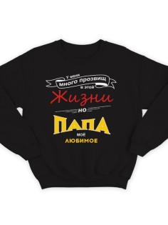 Свитшот в подарок для папы с надписью "У меня много прозвищ, но папа моё любимое"