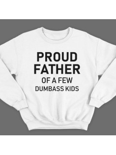 Свитшот в подарок для папы с надписью "Proud father of a few dumbass kids" ("Гордый отец нескольких засранцев")