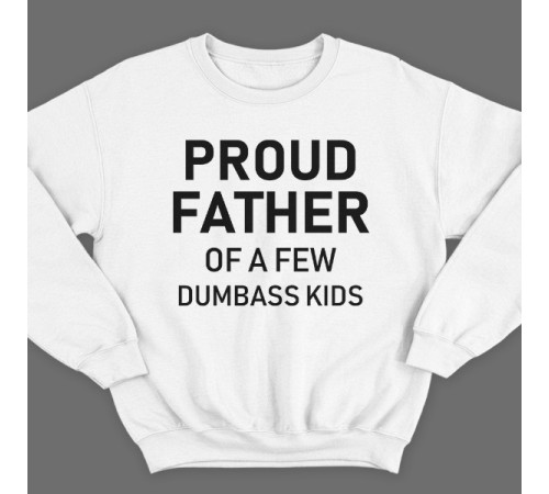 Свитшот в подарок для папы с надписью "Proud father of a few dumbass kids" ("Гордый отец нескольких засранцев")
