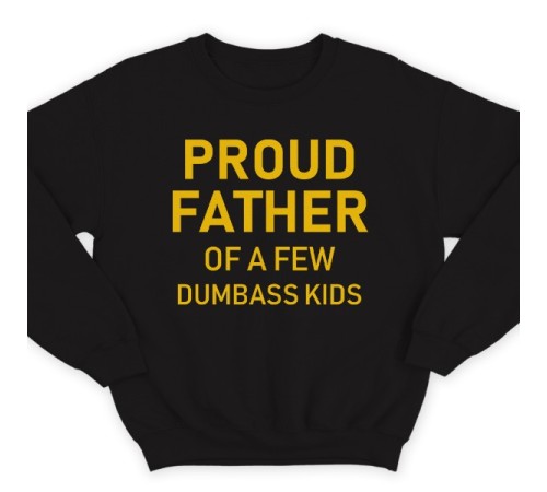 Свитшот в подарок для папы с надписью "Proud father of a few dumbass kids" ("Гордый отец нескольких засранцев")