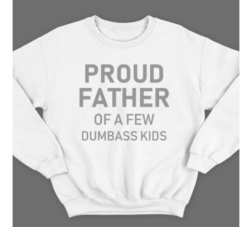 Свитшот в подарок для папы с надписью "Proud father of a few dumbass kids" ("Гордый отец нескольких засранцев")
