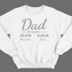 Свитшот в подарок для папы с надписью "Dad established", с датой рождения и именами детей