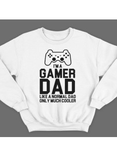 Свитшот в подарок для папы с надписью "I'm a gamer dad (like normal dad, only much cooler)"
