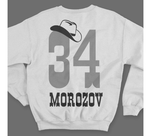 Именной свитшот с ковбойским шрифтом и шляпой #12