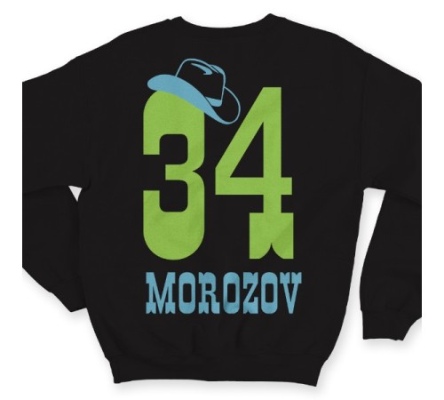 Именной свитшот с ковбойским шрифтом и шляпой #12