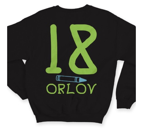 Именной свитшот с детским шрифтом и мелками #23