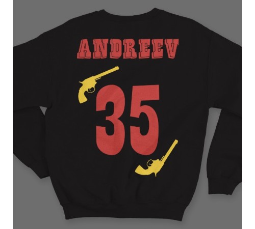 Именной свитшот с вестерн шрифтом и револьверами #30