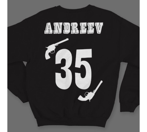 Именной свитшот с вестерн шрифтом и револьверами #30