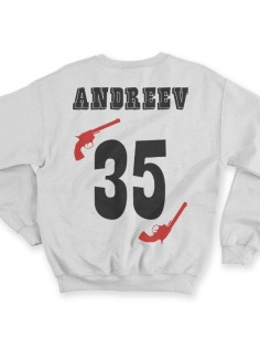 Именной свитшот с вестерн шрифтом и револьверами #30