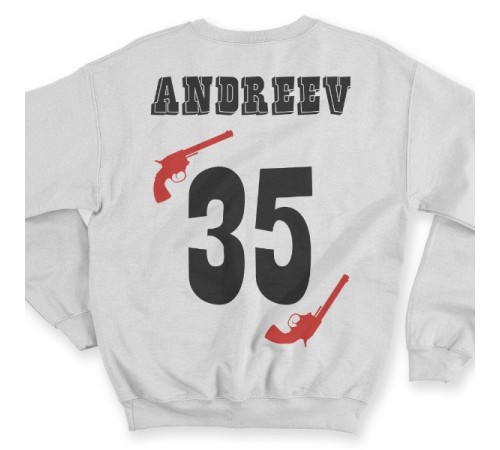 Именной свитшот с вестерн шрифтом и револьверами #30