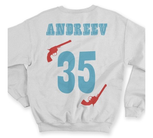 Именной свитшот с вестерн шрифтом и револьверами #30