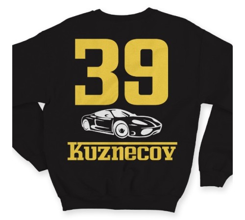 Именной свитшот с шрифтом феррари и машиной #49