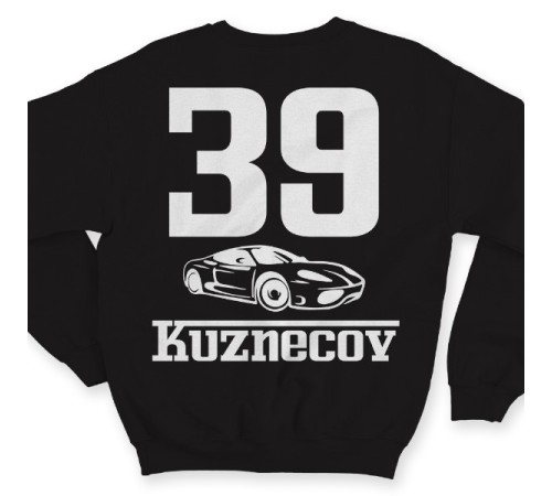 Именной свитшот с шрифтом феррари и машиной #49