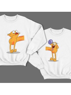 Парные свитшоты для влюбленных с изображениями персонажей из мультика "Котопёс"