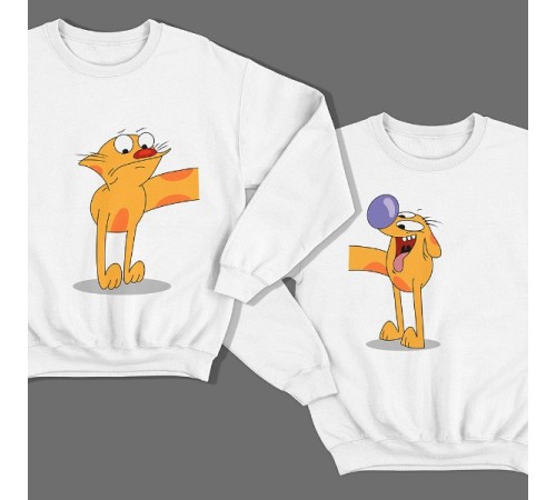 Парные свитшоты для влюбленных с изображениями персонажей из мультика "Котопёс"