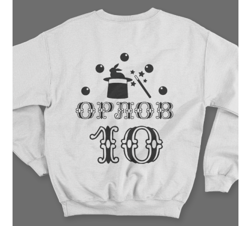 Именной свитшот с цирковым шрифтом и атрибутами фокусника #78