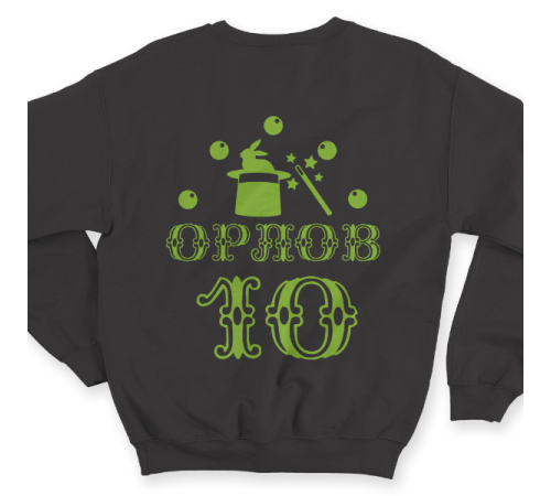 Именной свитшот с цирковым шрифтом и атрибутами фокусника #78