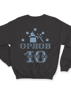 Именной свитшот с цирковым шрифтом и атрибутами фокусника #78