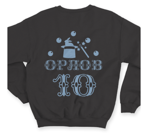 Именной свитшот с цирковым шрифтом и атрибутами фокусника #78