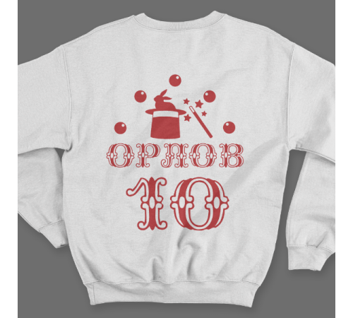 Именной свитшот с цирковым шрифтом и атрибутами фокусника #78